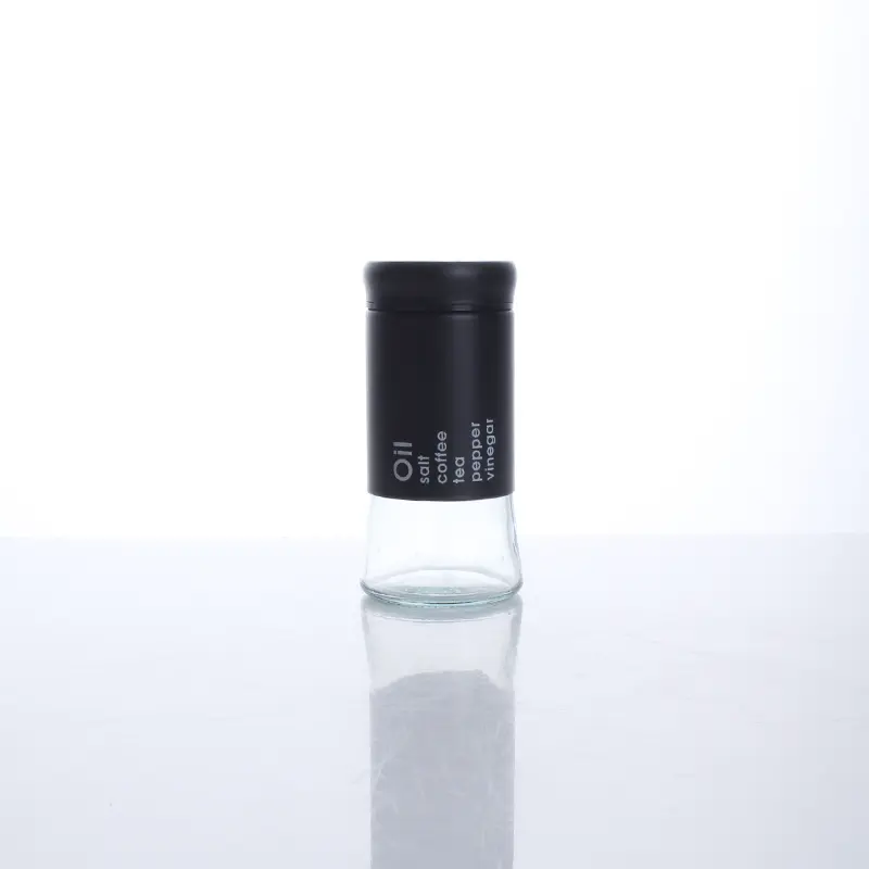 XLDFS-017 150ml Stainless Steel Surface Glass Storage Glass Salt and Pepper Shakers/Glass Spice Containers Bottles