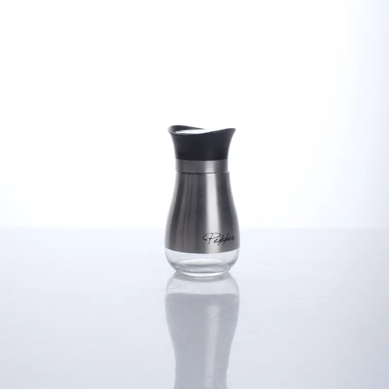 XLDFS-004 120ml Wholesale Custom Print Logo Stainless Steel Spice Seasoning Jar Glass Salt And Pepper Shakers Glass Bottle