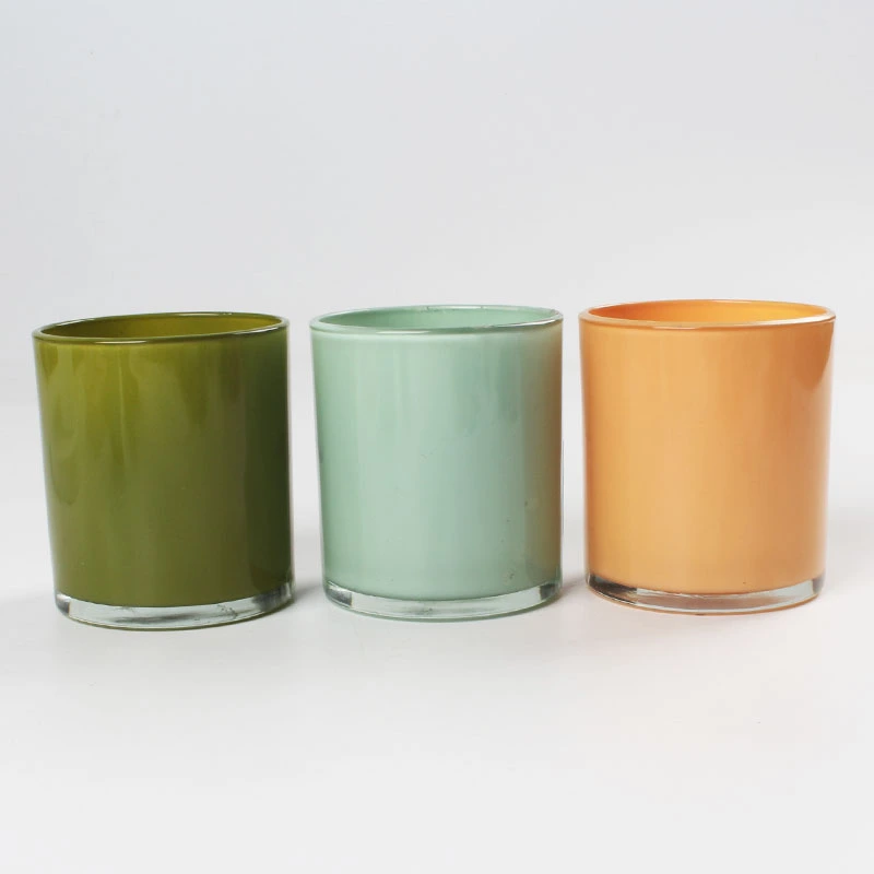 colored glass candle vessels