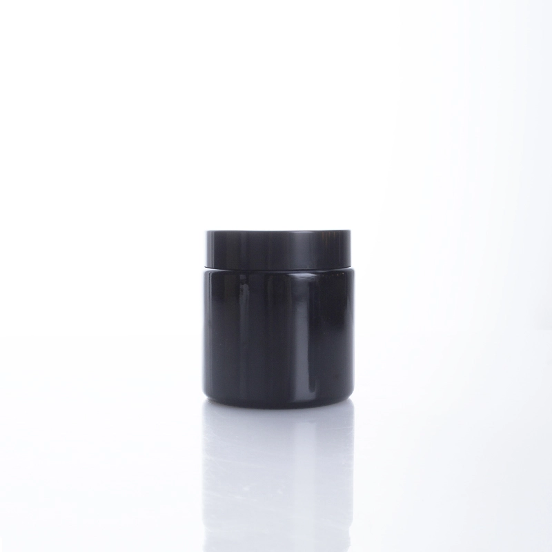 black glass spice jars